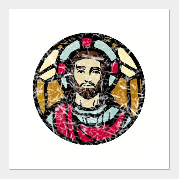 Distressed Stained Glass Jesus